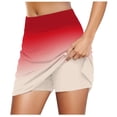 thumbnail image 1 of Tennis Skirts for Women Gradient Color Elastic Waist Tennis Golf Skort Stretchy Casual Athletic Tennis Mini Short Skirts,Red,L, 1 of 6