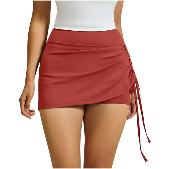 Tennis Skort for Women High Waisted with Built in Shorts Ruched Side Drawstring Stretchy Athletic Workout Running Skirt