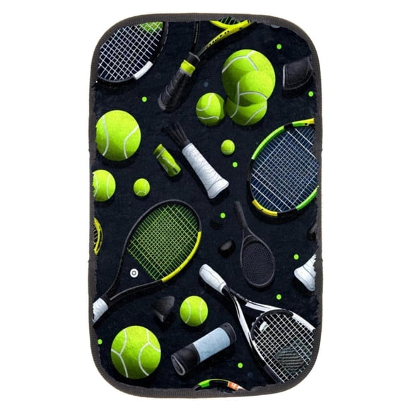 Tennis Soft Furry Printed Car Armrest Cover 12.5x8.2 Inch - Comfortable Armrest Pad Accessories