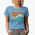 thumbnail image 1 of Tennis, Sports Themed, Groovy Retro Wavy Text Merch Gift, Baby Blue T-Shirt, Medium, 1 of 5