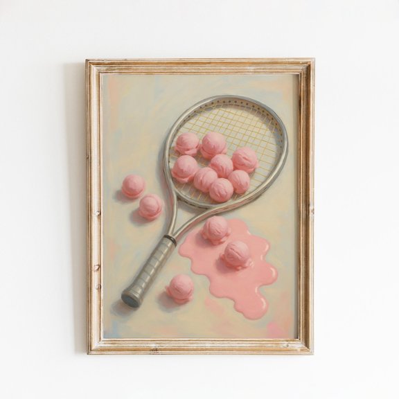 Tennis Strawberry Gelato Surreal Summer Art, Unframed Poster