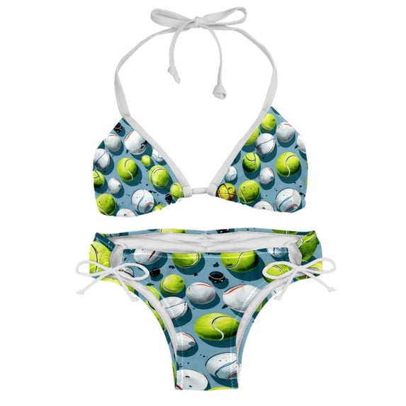Tennis Stylish Bikini Set with Detachable Sponge & Adjustable Strap 2-Pack - Beach Ready!
