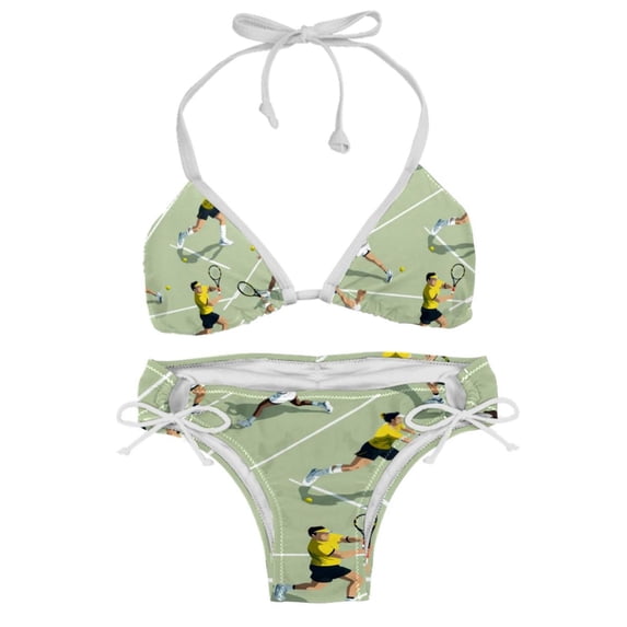 Tennis Swimsuit Women Bikini Set with Detachable Sponge & Adjustable Strap, Two-Pack Ideal for Beach & Pool Parties