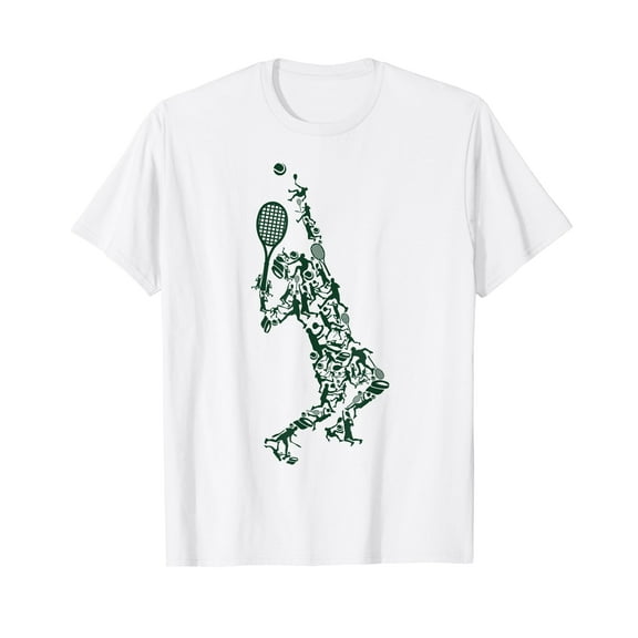 Tennis T Shirt - Player Positions Balls Racket in drawing