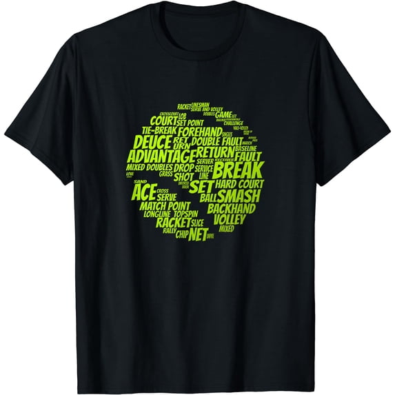 Tennis Terms Tennis Player Playing Tennis Ball T-Shirt Black 3X-Large