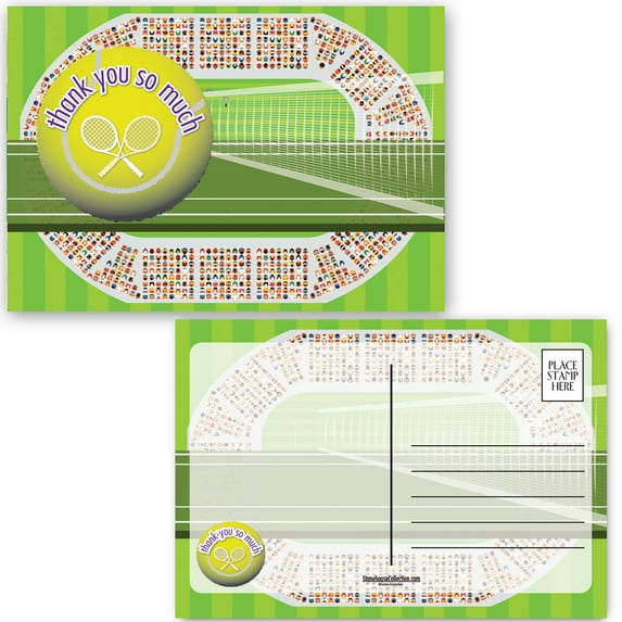 Tennis Thank You So Much Postcards - 4 x 6 Tennis Postcards 40 Count Per Pack