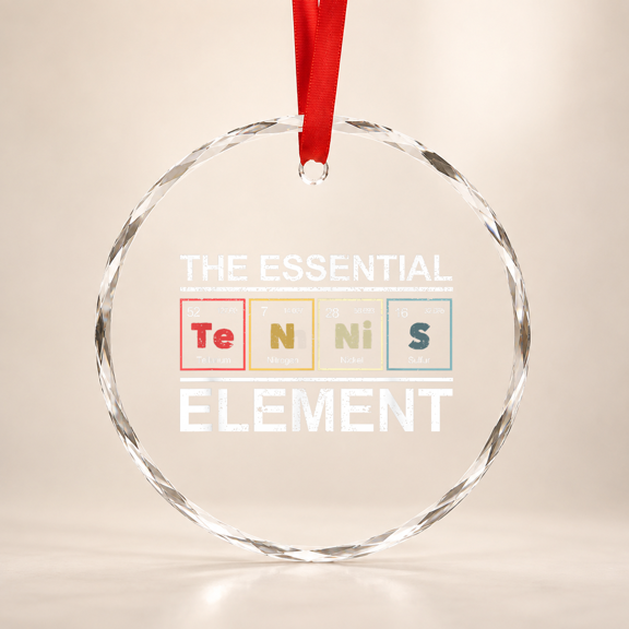 Tennis The Essential Element Chemistry Periodic Table System Glass Ornament