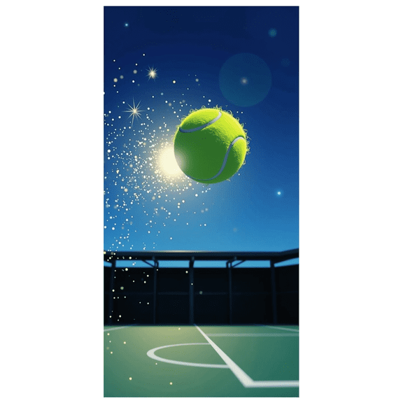 Tennis Themed Background Banner with Shining Tennis Ball on Court Party Decorations for Tennis Events Sports Gatherings and Fan Celebrations