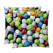 Tennis Throw Pillow Inserts Set Covers of 2 Decorative Velvet Throw Pillows with Unique Patterns - 16x16, 18x18, 20x20 Inches for Home Decor and Gifts