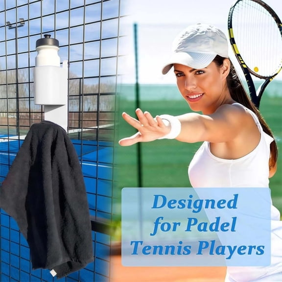 Tennis Towel and Water Bottle Holder for Court Fence, Clearance, Multi-Functional Gear Rack, Portable Sports Equipment Hanger Hook for Outdoor Gym Workout(F)