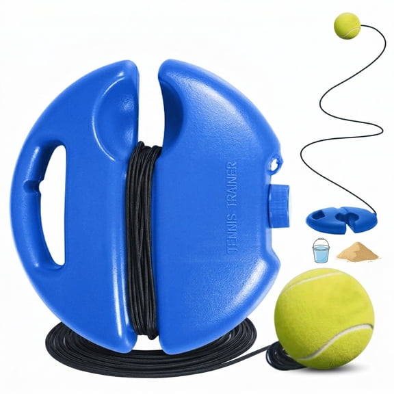 Tennis Trainer Rebounder Ball, Upgraded Solo Tennis Training Equipment with Elastic Rope & Weighted Base, Portable Practice Trainer for Backyard, Home & Court, for Kids & Adults