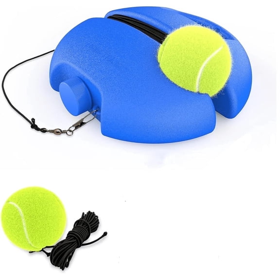 Tennis Trainer, Portable Tennis Practice Equipment for Solo Training, Blue base with 2 Rebound String Balls (blue)