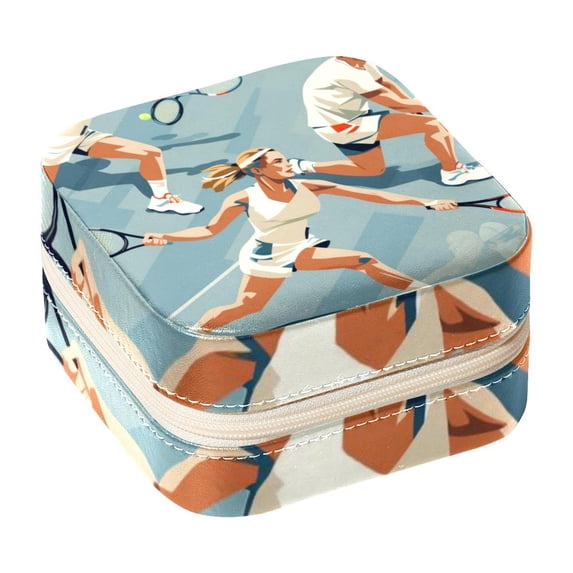 Tennis Travel Portable Square Jewelry Box Earring Necklace Bracelet Holder Display Case Organizer Box, Decorative Jewelry Stand Storage Box