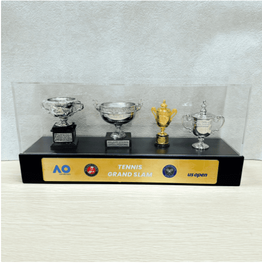 Tennis Trophy Box Men Grand Slam Set Metal Trophy 8 cm Trophy with Display Case, Christmas Halloween Gifts