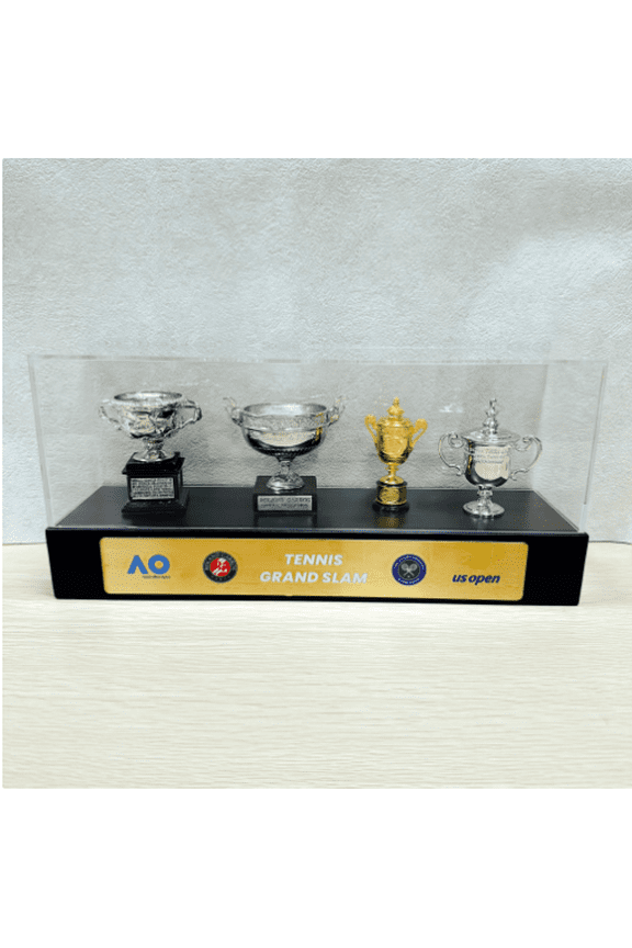 Tennis Trophy Box Men Grand Slam Set Metal Trophy 8 cm Trophy with Display Case, Christmas Halloween Gifts