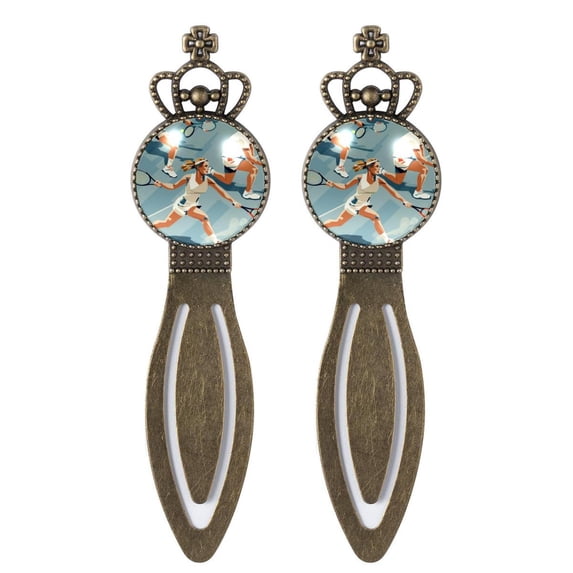 Tennis Vintage Copper Crown-Shaped Bookmarks: Stainless Steel Material, Gift Set for Readers and Book Lovers - Includes 2 Bookmarks