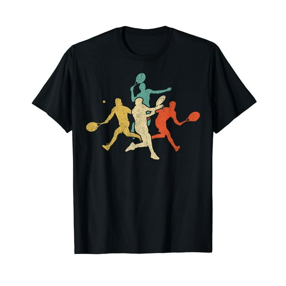 Tennis Vintage Silhouette 60s 70s Retro Gifts Racket Sports T-Shirt
