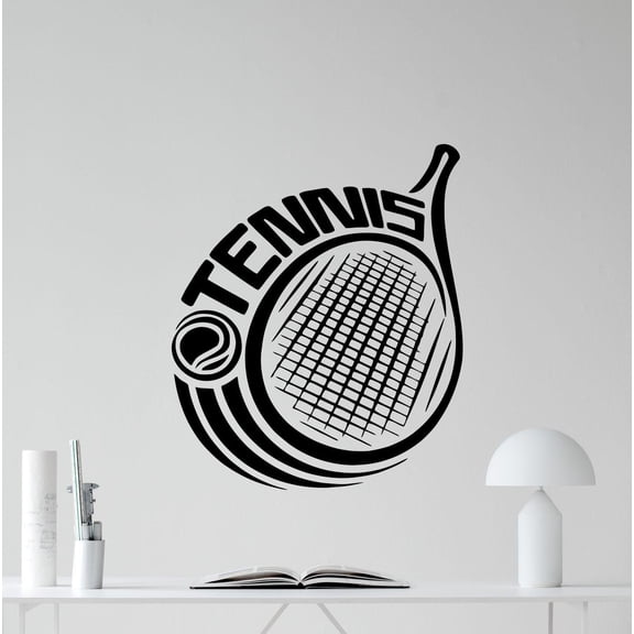 Tennis Wall Decal Racquet Logo Sports Vinyl Wall Sticker Gym Decor Art Poster Children Bedroom Ornament Self Adhesive Mural 42x49cm
