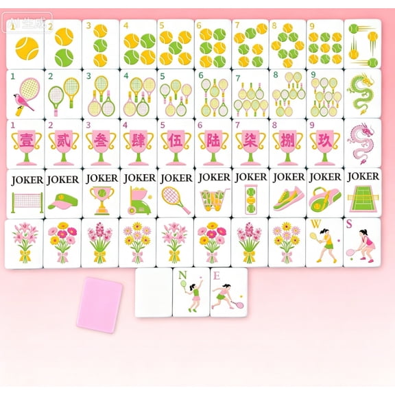 Tennis-themed American Mahjong Set - 160 Double-Layer Acrylic Mahjong Tiles for Family Game Night, Parties & Mahjong Lovers