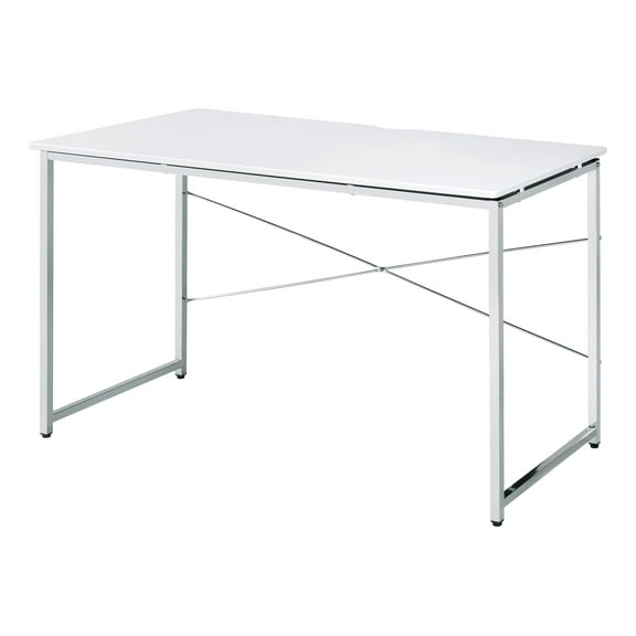 Tennos Writing Desk in White & Chrome Finish