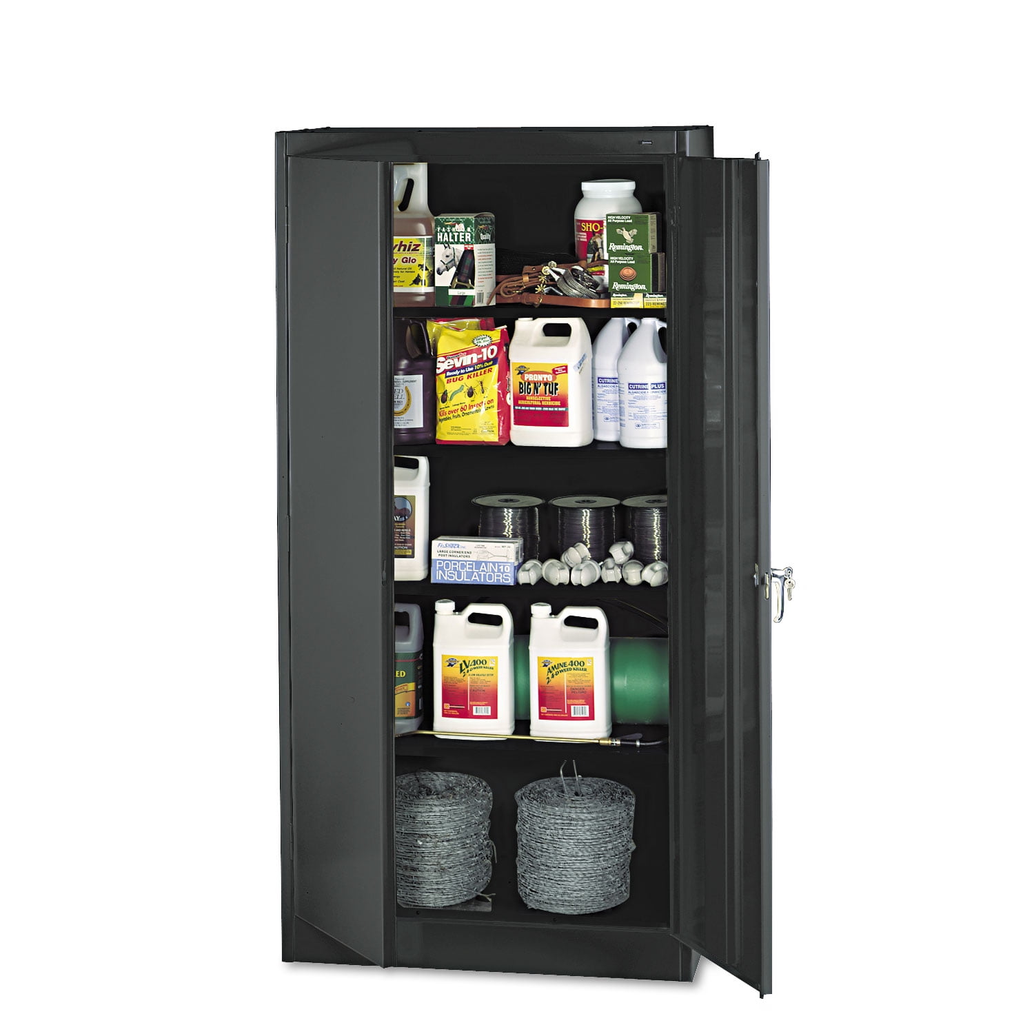 Freestanding Lockable Black Office Cabinet with Adjustable Shelving