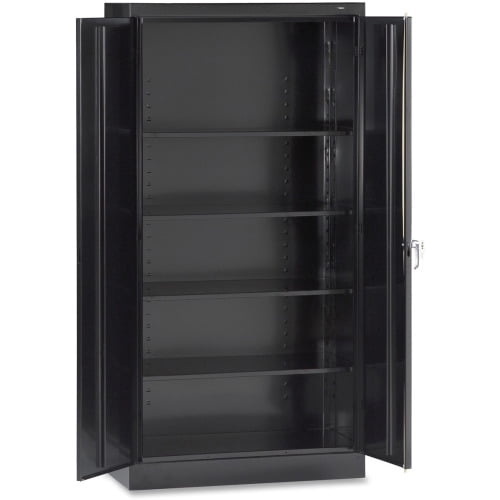 Tennsco 7224 Standard Storage Cabinet 36" x 24" x 72" - 5 x Shelf(ves) - 2 x Standard Door(s) - 750 lb Load Capacity - Heavy Duty, Leveling Glide, Recessed Handle, Locking Mechanism - Black - Powder C