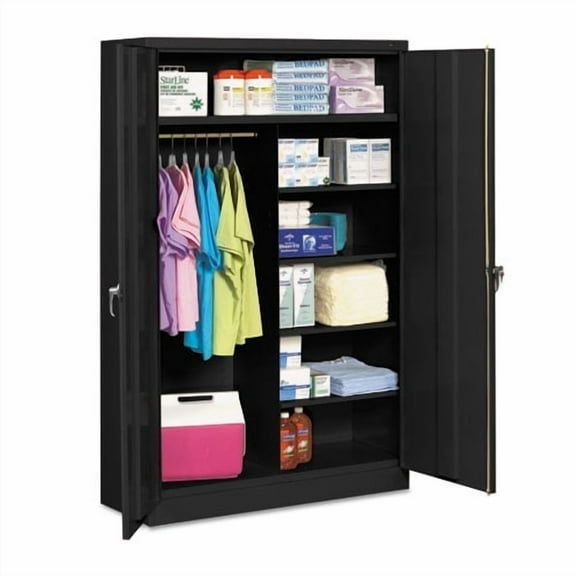 Tennsco Jumbo Combination Steel Storage Cabinet, 48w x 24d x 78h, Black