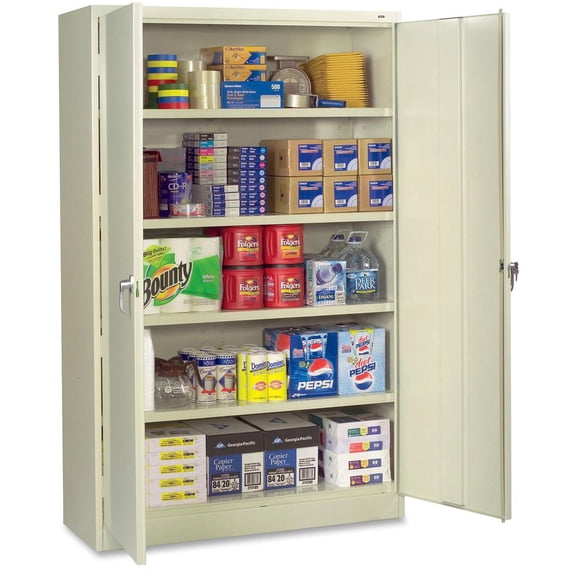 Tennsco Jumbo Storage Cabinet - 48" x 24" x 78" - 5 x Shelf(ves) - 2 x Door(s) - 2000 lb Load Capacity - Security Lock, Recessed Handle, Leveling Glide - Putty - Steel - Recycled