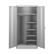 Tennsco Combination Wardrobe/Storage Cabinet 36" x 18" x 72" - 2 x Standard Doors - Locking System, Locking Door, Raised Base, Welded, Hanging Bar, Adjustable Shelf, Durable, Heavy Duty - Light Gray