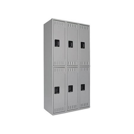 Tennsco Double Tier Locker, Triple Stack, 36w x 18d x 72h, Medium Gray