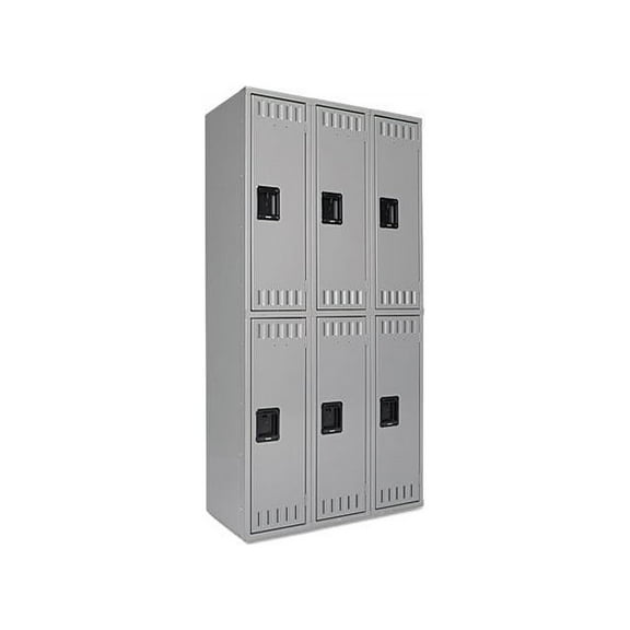 Tennsco Double Tier Locker, Triple Stack, 36w x 18d x 72h, Medium Gray