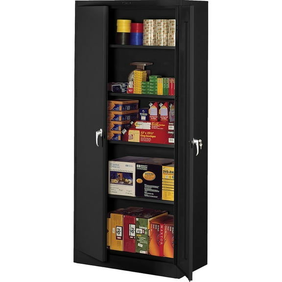 Tennsco Deluxe Storage Cabinet with Double Hinge Doors 5-Shelf Black 78"H x 36"W x 24"D TNN-7824BK