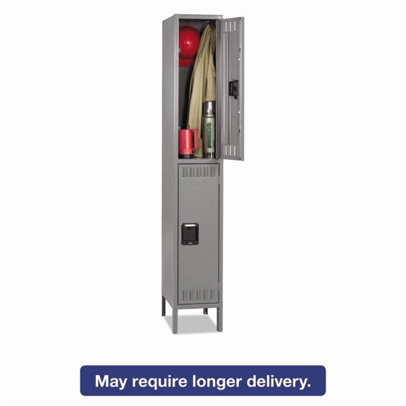Tennsco Double Tier Locker with Legs, Single Stack, 12w x 18d x 78h, Medium Gray
