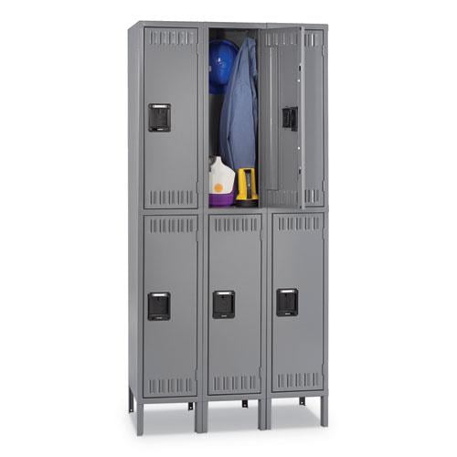Tennsco Double Tier Locker with Legs, Triple Stack, 36w x 18d x 78h, Medium Gray