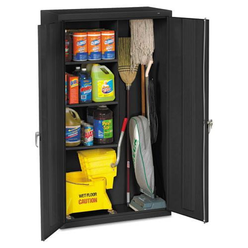Tennsco Janitorial Cabinet, 36w x 18d x 64h, Black -TNNJAN6618DHBK