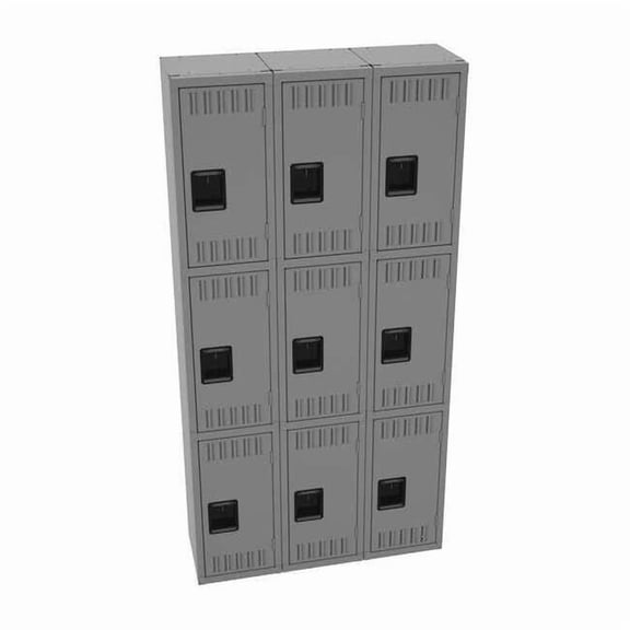 Wardrobe Locker, 36 in W, 12 in D, 72 in H, (3) Tier, (3) Wide, Medium Gray TTS-121224-CMG