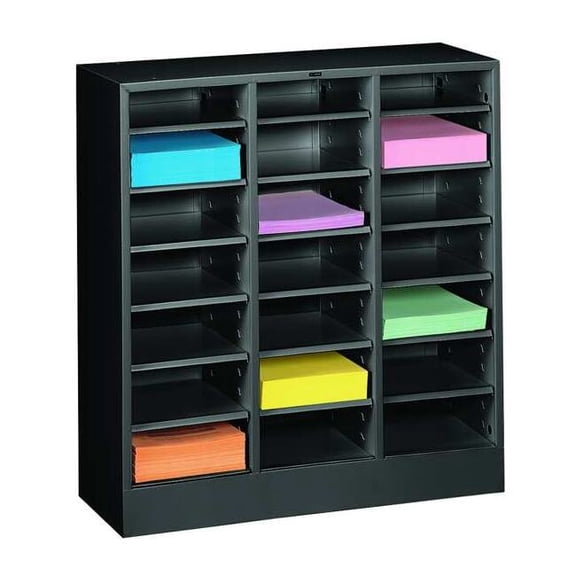 Tennsco Literature Sorter 21 Compartments, 30-5/8"W x 11-1/2"D Black 4075BK
