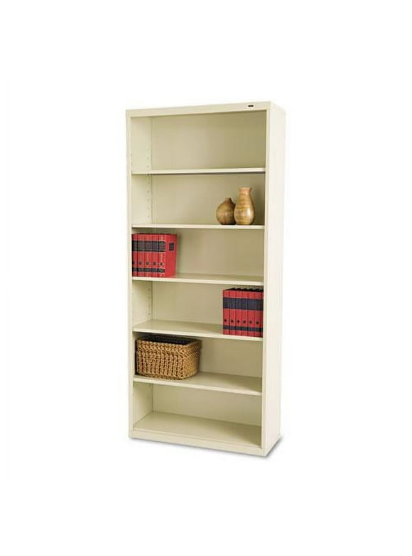 Tennsco Metal 6-Shelf Modular Shelving Bookcase, 78"H x 34-1/2"W x 13-1/2"D, Putty