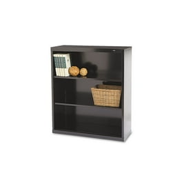 Metal Bookcase, Three-Shelf, 34.5w x 13.5d x 40h, Black Metal Bookcase, Three-Shelf, 34.5w x 13.5d x 40h, Black
