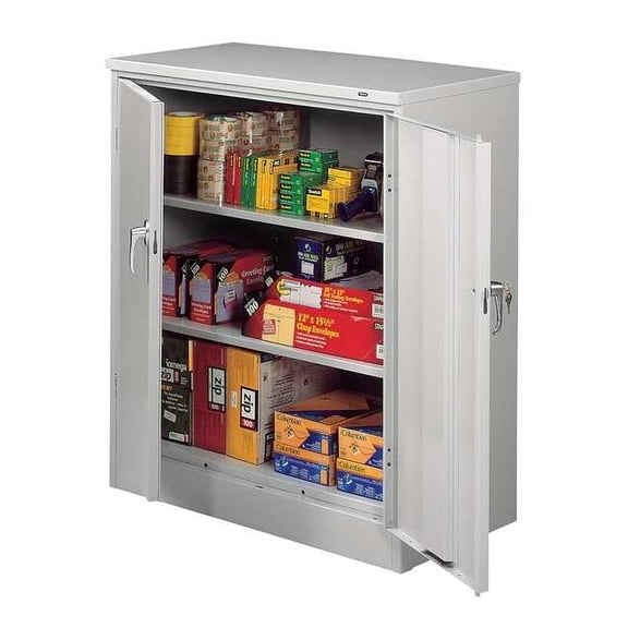 Tennsco Storage Cabinet,42"x36"x18",LtGry,2Shlv 4218DLX-LGY
