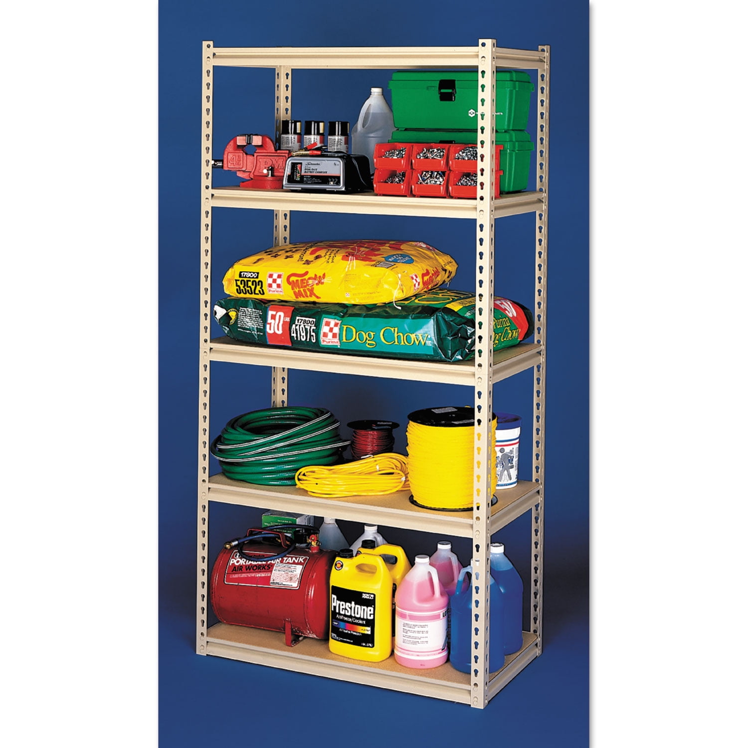 Tennsco Stur-D-Stor Shelving, Five-Shelf, 36.5w x 18.5d x 72h, Sand LSS-361872