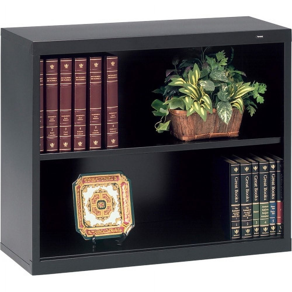 Adjustable Black Steel Two-Shelf Bookcase 34.5" x 13.5"
