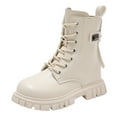 thumbnail image 1 of Tennyeal Baby Cowboy Cowgirl Boots Girls Chelsea Ankle Boots Kids Slip On Low Heel Fall Winter Booties Shoes for US 1.5,White, 1 of 4