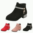 thumbnail image 1 of Tennyeal Boots for Little Girls Girls Ankle Boots for Toddler/Little Kids Zipper Low-Top Flat Heel Casual for US 2.5,Red, 1 of 9