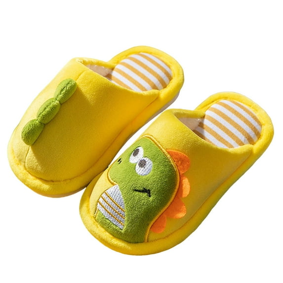 Tennyeal Boys Slippers Kids Slippers Girls Boys Fuzzy House Slippers Warm Memory Foam House Shoes Soft Plush Bedroom Slippers Slides Indoor Outdoor for US 12,Yellow
