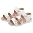 thumbnail image 1 of Tennyeal Little Girls Kids Summer Shoes Toddler Sandals Girls Sandals Open-Toe Flats Sandals Flower Shoes for School Party (Toddler/Little Kid/Big Kid) Size for US 12.5,White, 1 of 6