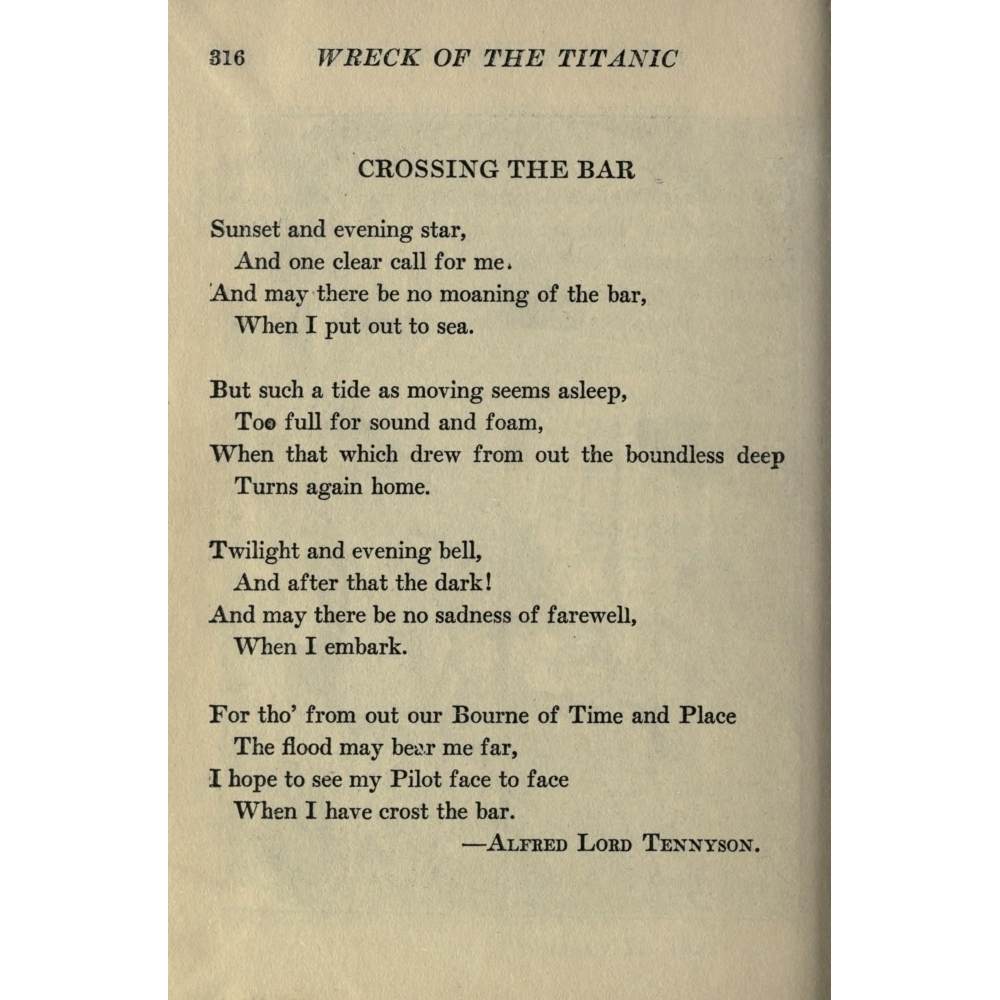 Tennyson Alfred Lord Wreck and Sinking of the Titanic 1912 Crossing the
