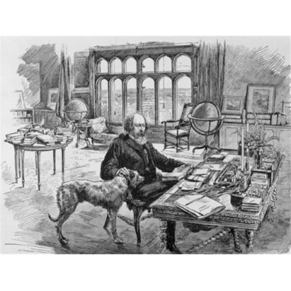 Tennyson in His Library Artist Unknown Lithograph Poster Print - 18 x 24 in.