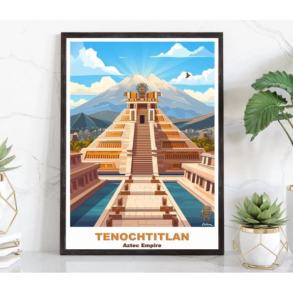 Tenochtitlan, Aztec Empire Mexico, Travel Print, Modern Wall Art Home Decor #1161, 16x24 UNFRAMED