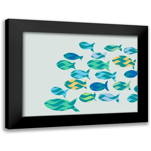 Tenoever, William 18x15 Black Modern Framed Museum Art Print Titled - Fishes and Waves
